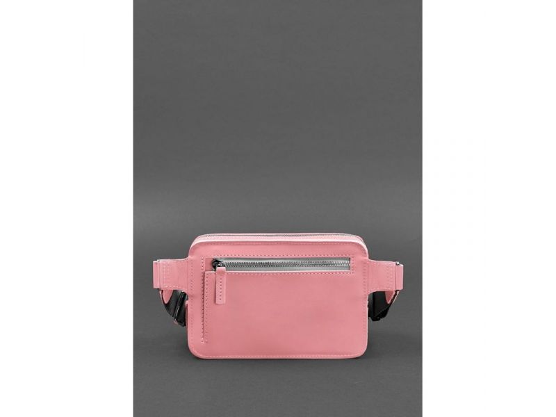 Кожаная женская поясная сумка Dropbag Mini розовая, фото 3