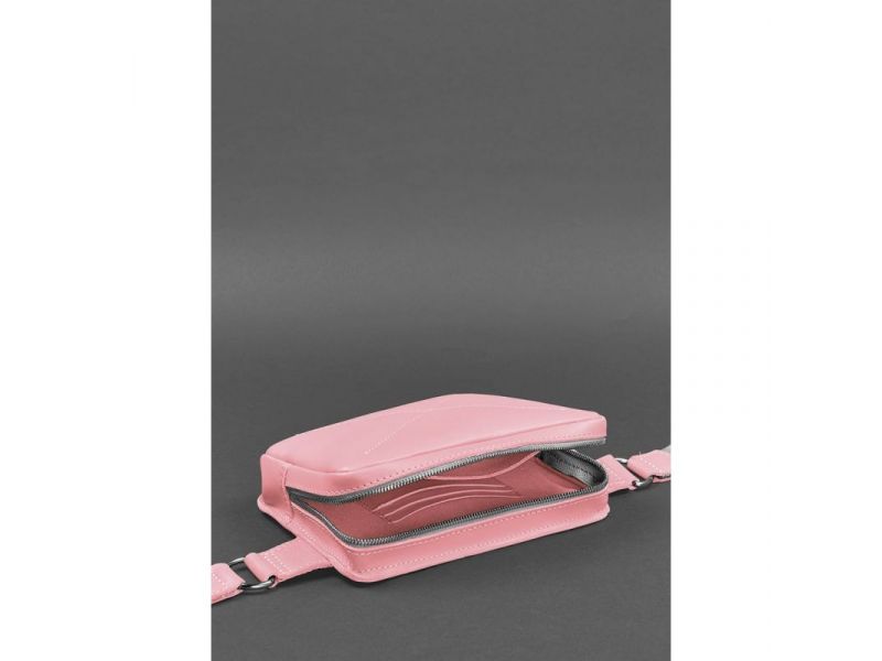 Кожаная женская поясная сумка Dropbag Mini розовая, фото 5