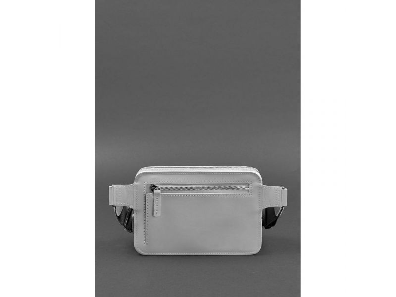 Кожаная женская поясная сумка Dropbag Mini серая, фото 4
