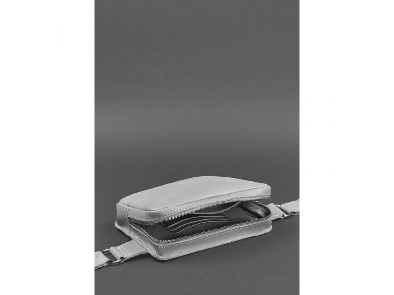 Кожаная женская поясная сумка Dropbag Mini серая, фото 6