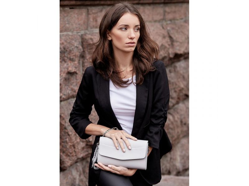Белая кожаная женская сумка Элис, фото 1