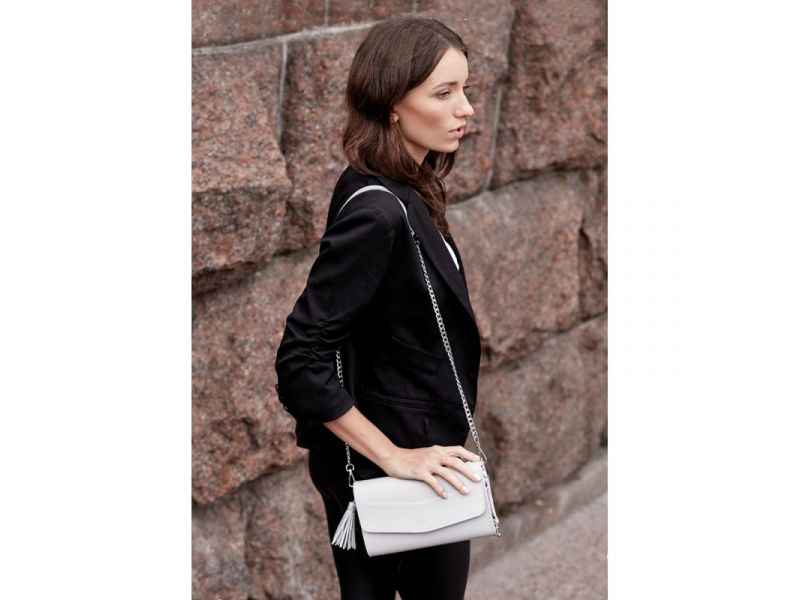 Белая кожаная женская сумка Элис, фото 8