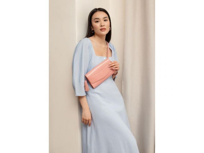 Кожаная женская сумка Элис розовая, фото 9