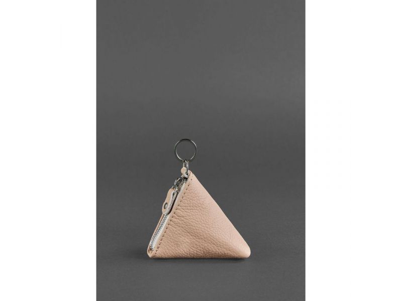 Женская кожаная монетница 2.0 Пирамида светло-бежевая, фото 1