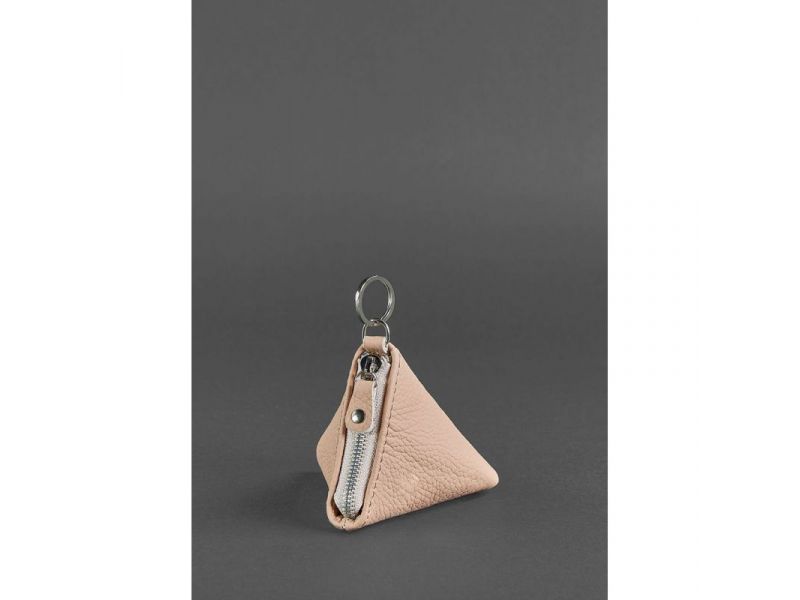Женская кожаная монетница 2.0 Пирамида светло-бежевая, фото 2