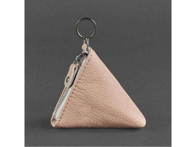 Женская кожаная монетница 2.0 Пирамида светло-бежевая, фото 4