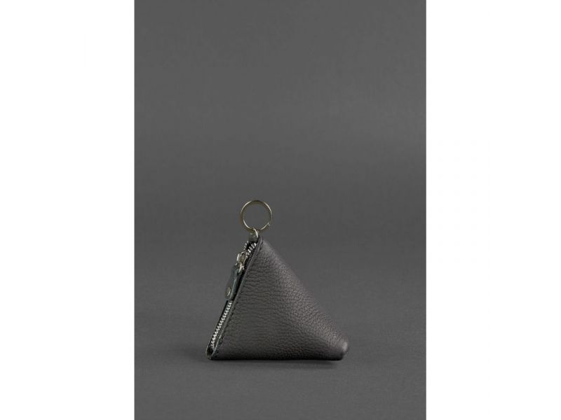 Кожаная монетница 2.0 Пирамида черная, фото 1