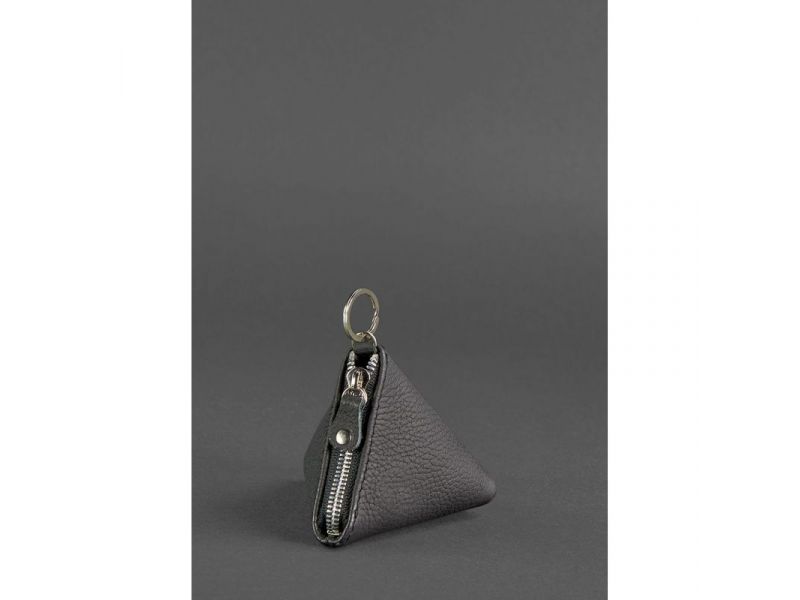 Кожаная монетница 2.0 Пирамида черная, фото 2