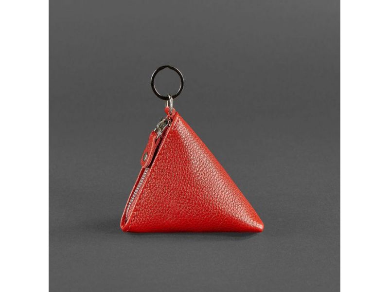 Женская кожаная монетница 2.0 Пирамида красная, фото 4