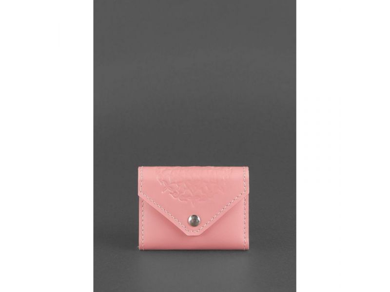 Женский кожаный кард-кейс 3.0 (Гармошка) Розовый с мандалой, фото 1