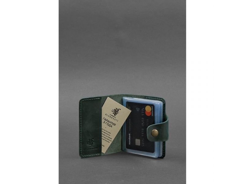 Кожаный кард-кейс 7.1 (Книжечка) зеленый Crazy Horse, фото 2