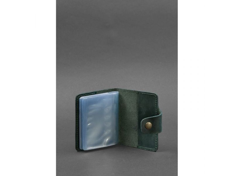 Кожаный кард-кейс 7.1 (Книжечка) зеленый Crazy Horse, фото 3