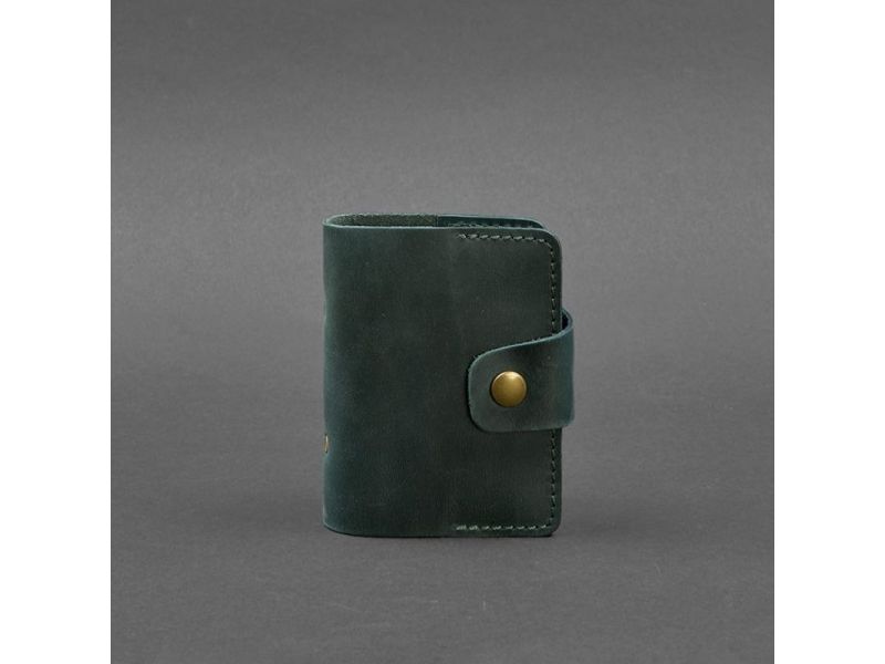 Кожаный кард-кейс 7.1 (Книжечка) зеленый Crazy Horse, фото 5