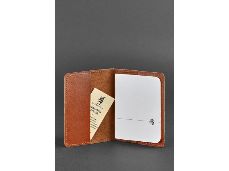 Кожаная обложка для паспорта и военного билета 1.3 светло-коричневая, фото 2