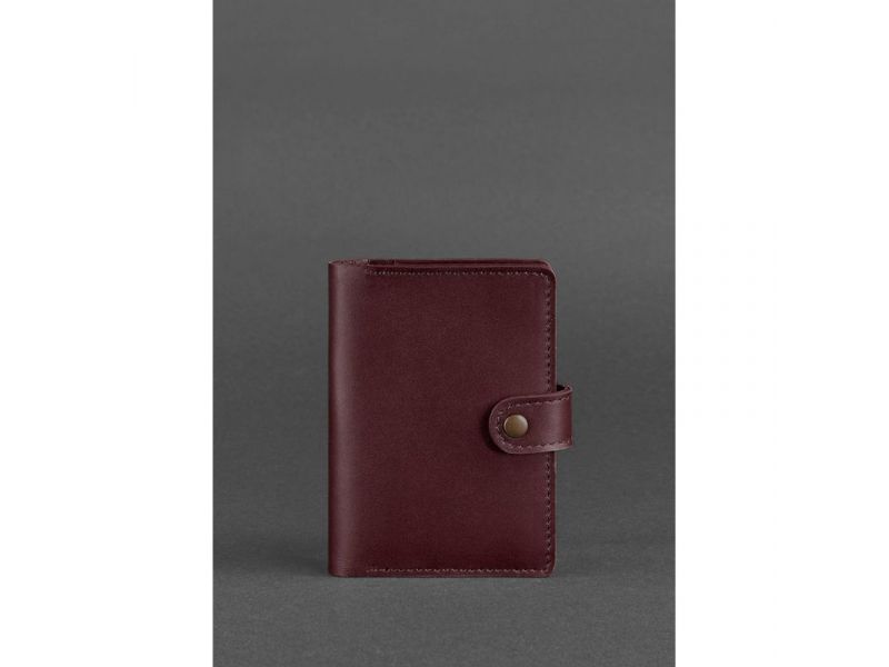 Кожаная обложка для паспорта 3.0 бордовая, фото 1