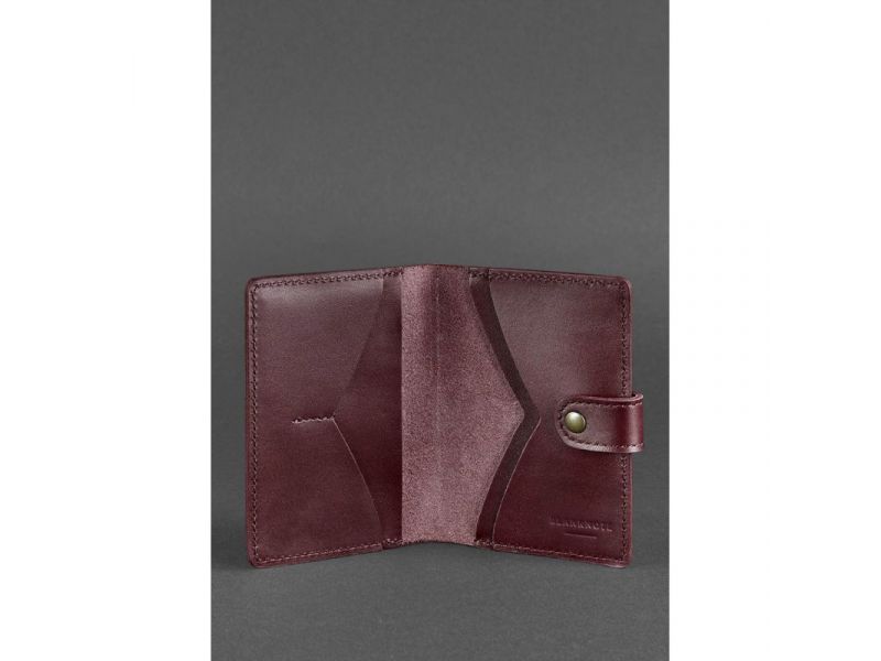 Кожаная обложка для паспорта 3.0 бордовая, фото 3