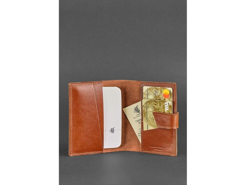 Кожаная обложка для паспорта 4.0 светло-коричневая, фото 2