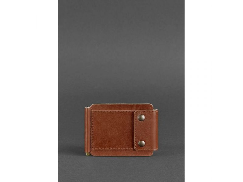 Мужское кожаное портмоне светло-коричневое 10.0 зажим для денег, фото 1