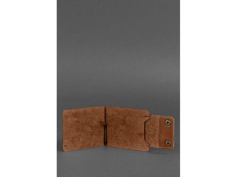 Мужское кожаное портмоне светло-коричневое 10.0 зажим для денег, фото 3