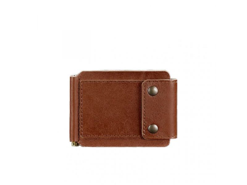 Мужское кожаное портмоне светло-коричневое 10.0 зажим для денег, фото 8