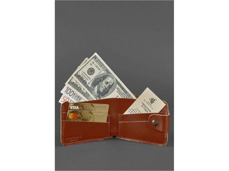 Кожаное портмоне 4.3 светло-коричневое, фото 2