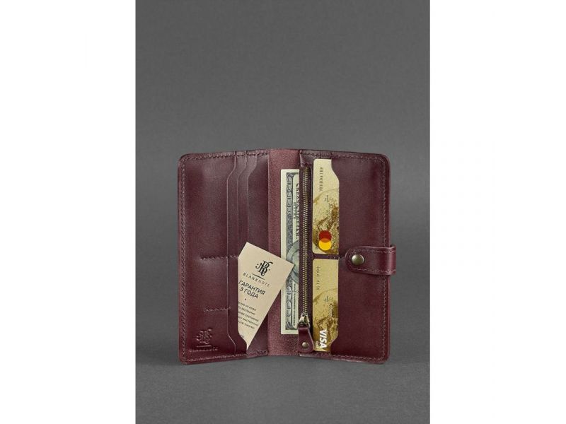 Кожаное женское портмоне 7.0 бордовое, фото 3