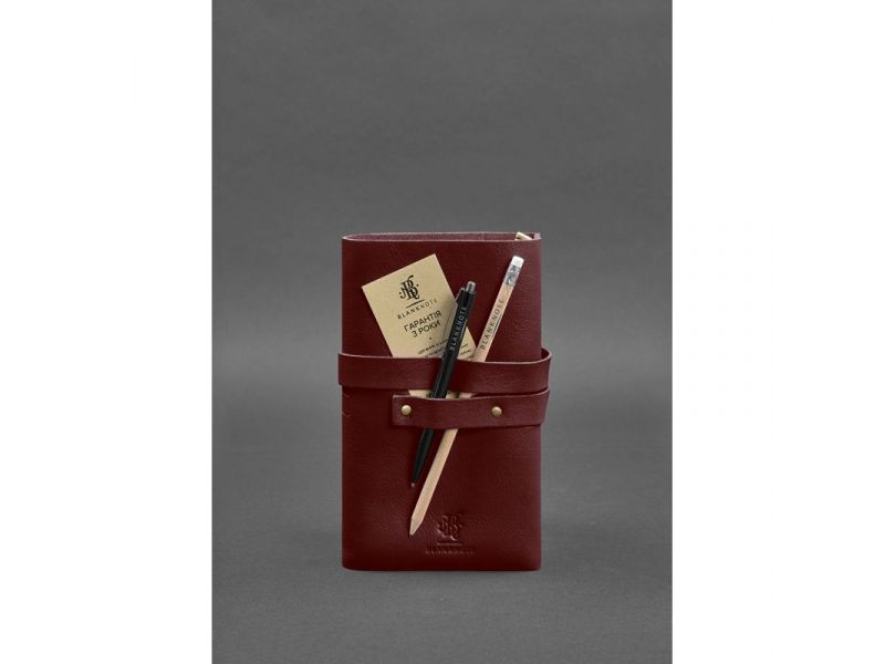 Кожаный блокнот (Софт-бук) 1.0 бордовый, фото 3