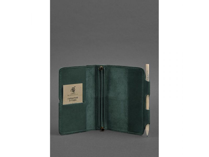 Кожаный блокнот (Софт-бук) 3.0 зеленый Crazy Horse, фото 3