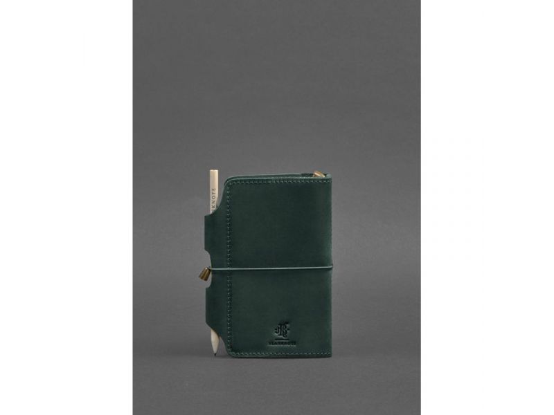 Кожаный блокнот (Софт-бук) 3.0 зеленый Crazy Horse, фото 4