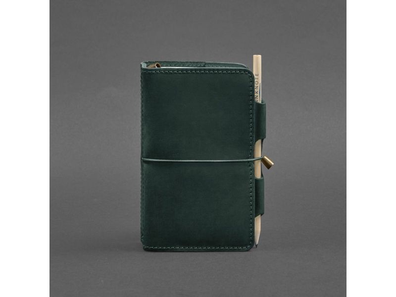 Кожаный блокнот (Софт-бук) 3.0 зеленый Crazy Horse, фото 5