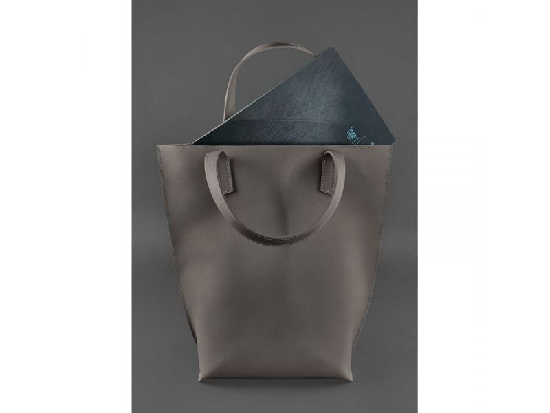 Кожаная женская сумка шоппер D.D. темно-бежевая, фото 3