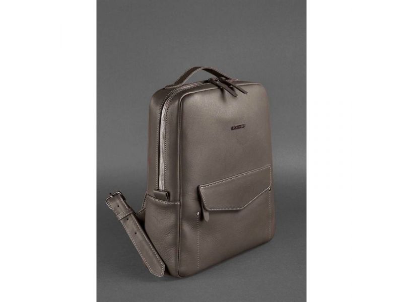 Кожаный городской женский рюкзак на молнии Cooper темно-бежевый, фото 3