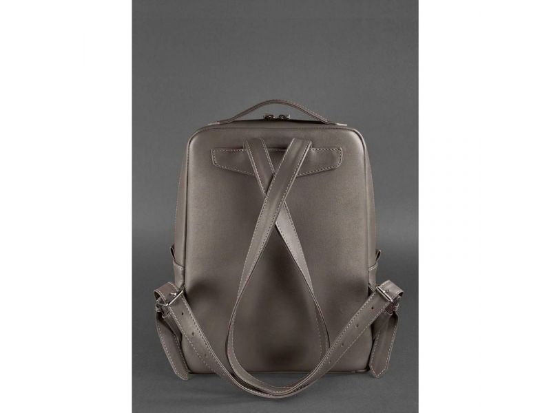 Кожаный городской женский рюкзак на молнии Cooper темно-бежевый, фото 4