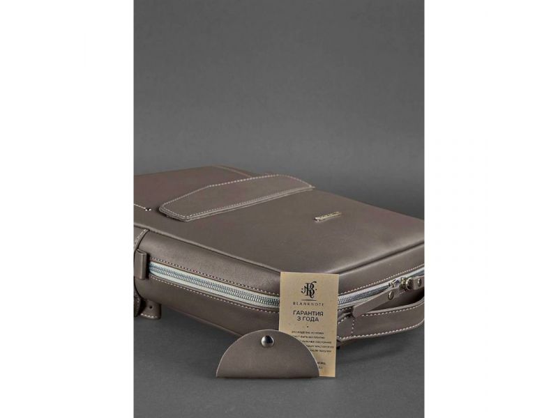 Кожаный городской женский рюкзак на молнии Cooper темно-бежевый, фото 5