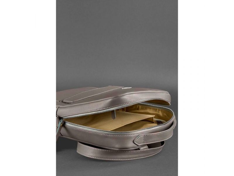 Кожаный городской женский рюкзак на молнии Cooper темно-бежевый, фото 6