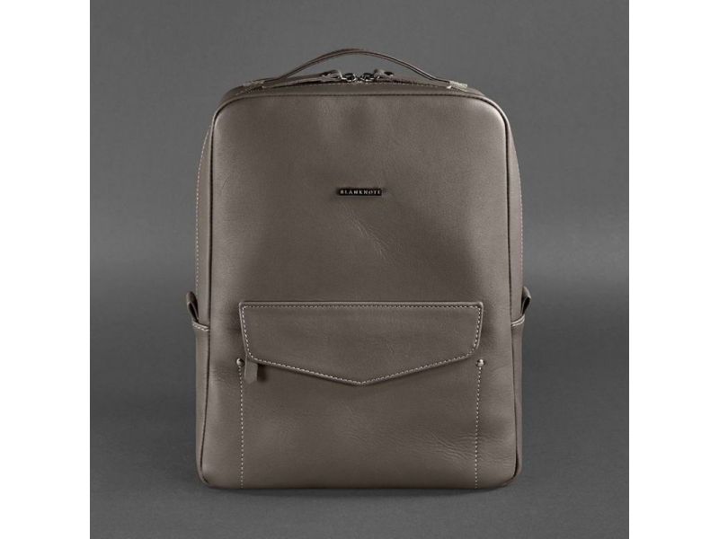 Кожаный городской женский рюкзак на молнии Cooper темно-бежевый, фото 10