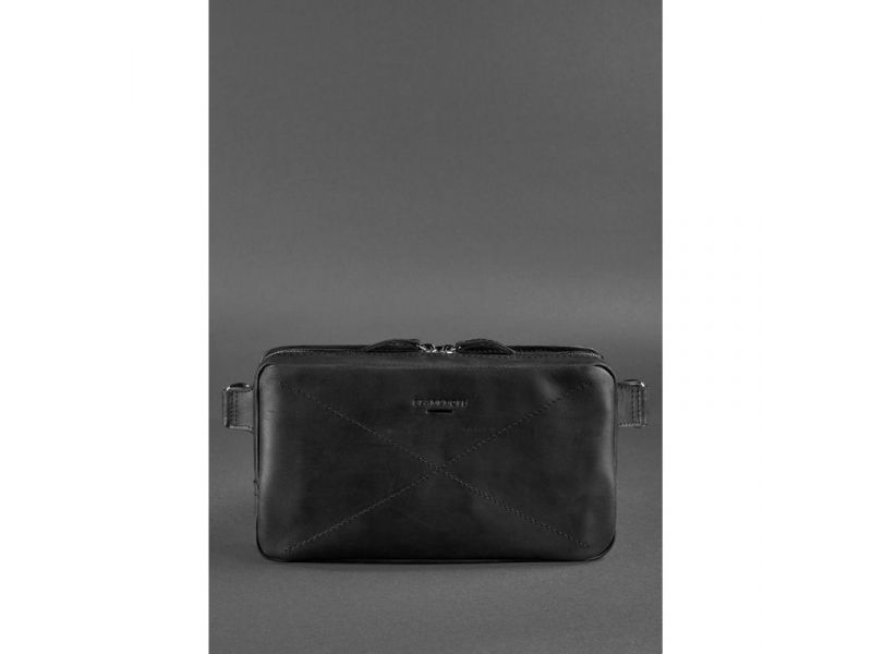 Кожаная поясная сумка Dropbag Maxi черная Crazy Horse, фото 2