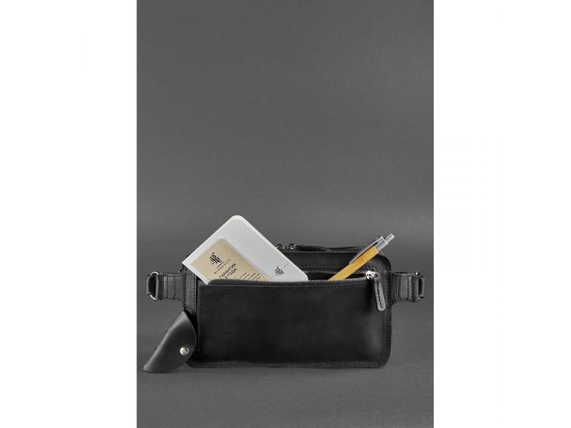 Кожаная поясная сумка Dropbag Maxi черная Crazy Horse, фото 4