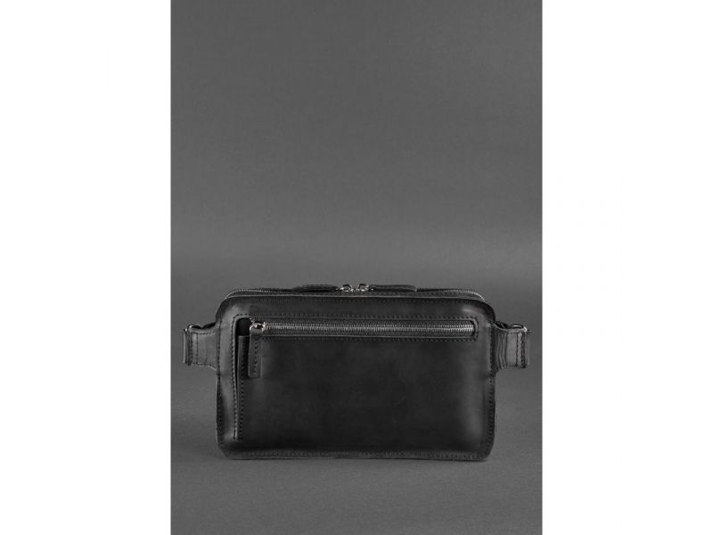 Кожаная поясная сумка Dropbag Maxi черная Crazy Horse, фото 5