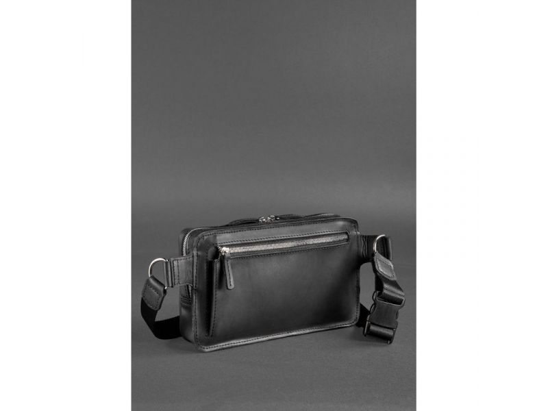 Кожаная поясная сумка Dropbag Maxi черная Crazy Horse, фото 6