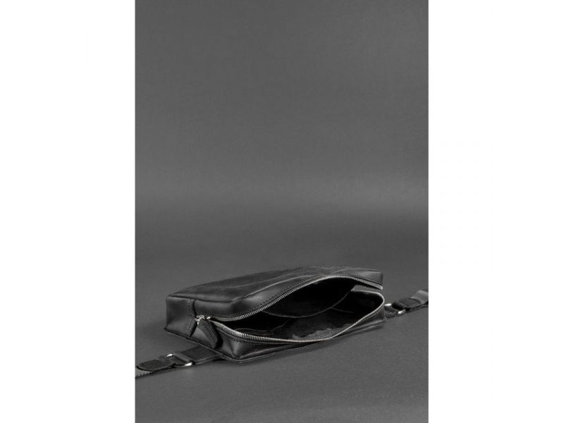 Кожаная поясная сумка Dropbag Maxi черная Crazy Horse, фото 7