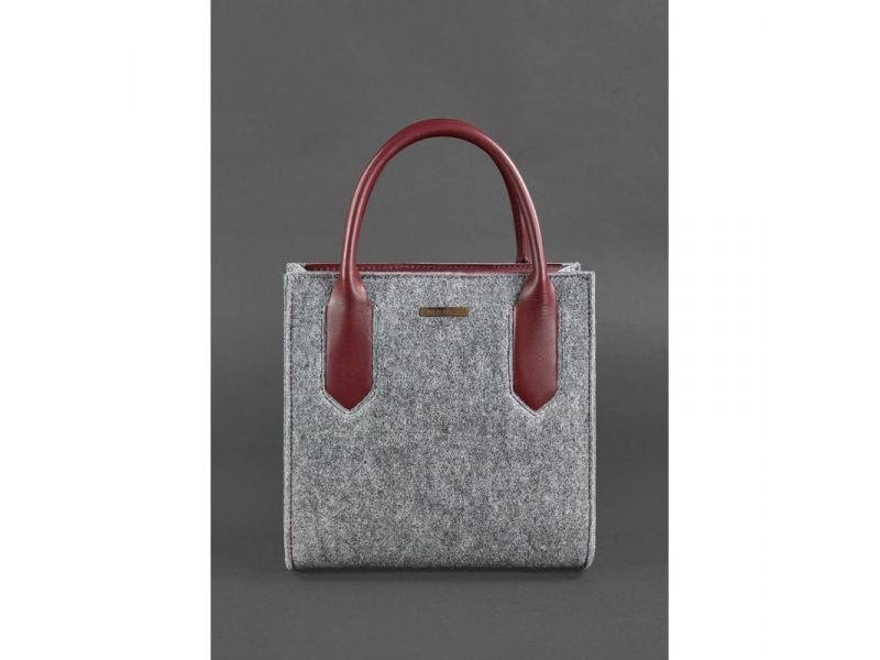 Фетровая женская сумка-кроссбоди Blackwood с кожаными бордовыми вставками, фото 1