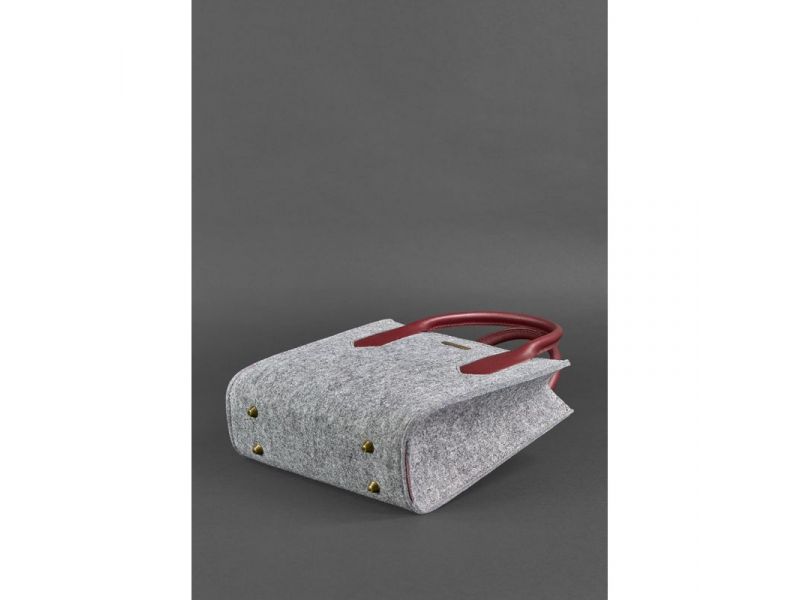 Фетровая женская сумка-кроссбоди Blackwood с кожаными бордовыми вставками, фото 4