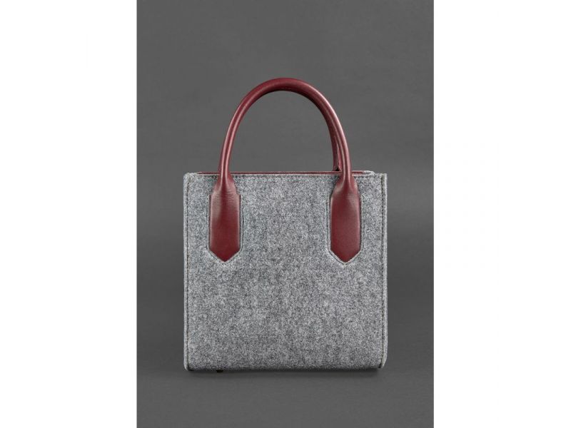 Фетровая женская сумка-кроссбоди Blackwood с кожаными бордовыми вставками, фото 7