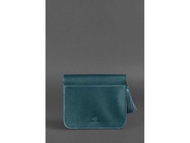 Кожаная женская бохо-сумка Лилу зеленая, фото 5