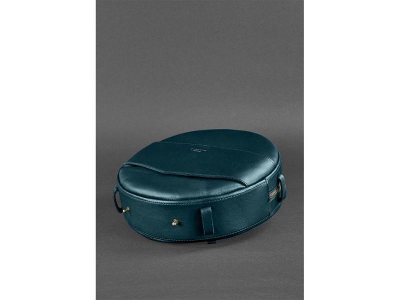 Кожаная женская круглая сумка-рюкзак Maxi зеленая, фото 4