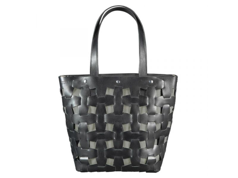Кожаная плетеная женская сумка Пазл L черная Krast, фото 10