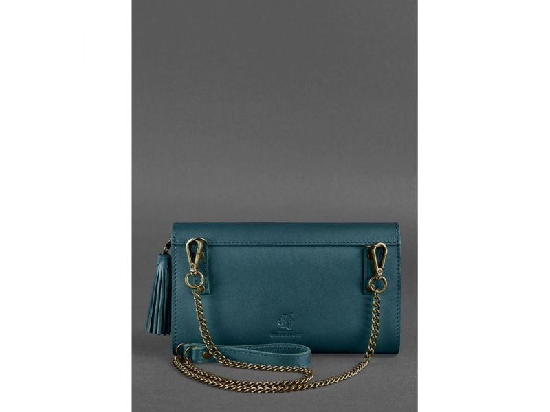 Кожаная женская сумка Элис зеленая, фото 5