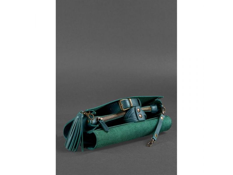 Кожаная женская сумка Элис зеленая, фото 7