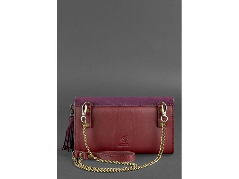 Женская кожаная сумка Элис бордовая Велюр краст, фото 3